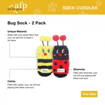 AFP Toy Sock Cuddler Bug Sock Catnip & Silvervine
