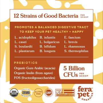 Fera Pet Organics Supplement Probiotics+Prebiotics 60 scoops