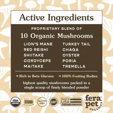 Fera Pet Organics Supplement Mushroom Immune Support 120 scoops