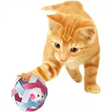 Marukan Toy Nyanko Time Rolling Ball Mouse & Bell