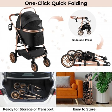Rubeku Pet Stroller (C303) Khaki/Black
