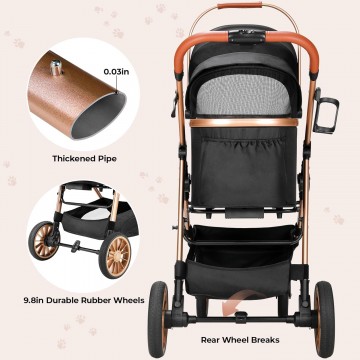 Rubeku Pet Stroller (C303) Khaki/Black