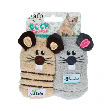 AFP Toy Sock Cuddler Mouse Sock Catnip & Silvervine