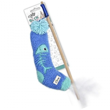 AFP Toy Sock Cuddler Wand Fish Catnip & Silvervine