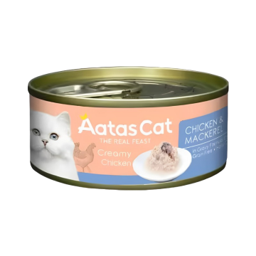Aatas Cat Creamy Chicken & Mackerel 80g Carton (24 Cans)