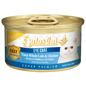Aatas Cat Finest Daily Defence Eye Care Tuna Whole Loin & Chicken in Jelly 80g Carton (24 Cans)