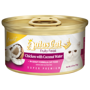 Aatas Cat Finest Fruity Feast Chicken with Coconut Water in Gravy 70g Carton (24 Cans)