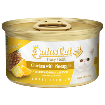 Aatas Cat Finest Fruity Feast Chicken with Pineapple in Gravy 70g Carton (24 Cans)