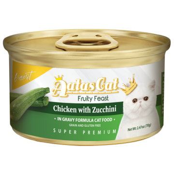 Aatas Cat Finest Fruity Feast Chicken with Zucchini in Gravy 70g Carton (24 Cans)