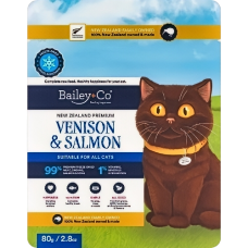 Bailey+Co Treat Freeze Dried Raw Venison & Salmon 80g Bailey+Co Treat Freeze Dried Raw Venison & Salmon 80g, FDCS-C80-1, cat Freeze Dried, Bailey+Co, cat Food, catsmart, Food, Freeze Dried