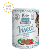 Brit Care Cat Superfruits Insect Crunchy Hypoallergenic Snack with Coconut & Rosehip 100g (2 Packs)