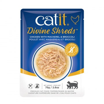 Catit Food Divine Shreds Chicken With Mackeral & Broccoli 75g/2.6oz  (18 packs)