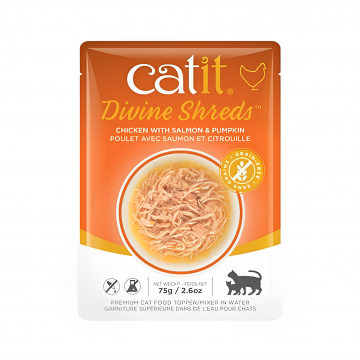 Catit Food Divine Shreds Chicken With Salmon & Pumpkin 75g/2.6oz (18 packs)