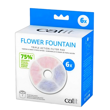 Catit Water Drinking Fountain Flower Series Replacement Filters with Triple Action 6pcs