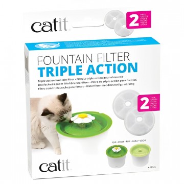 Catit Water Drinking Fountain Replacement Filters with Triple Action 2pcs