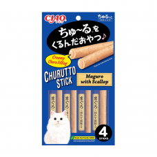 Ciao Churutto Stick Maguro with Scallop Formula 28g x 4 sticks (4 Packs)