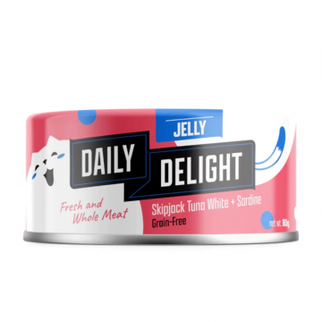 Daily Delight Jelly Skipjack Tuna White with Sardine 80g Carton (24 Cans)