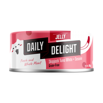 Daily Delight Jelly Skipjack Tuna White with Sasami 80g Carton (24 Cans)