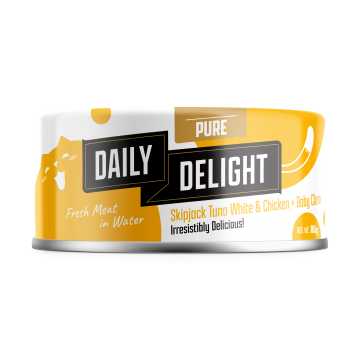 Daily Delight Pure Skipjack Tuna White & Chicken with Baby Clam 80g