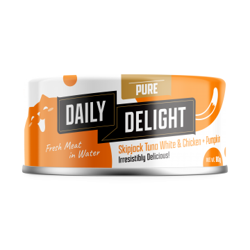 Daily Delight Pure Skipjack Tuna White & Chicken with Pumpkin 80g Carton (24 Cans)