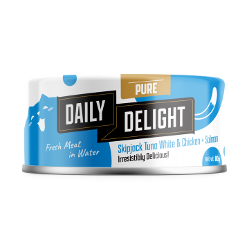 Daily Delight Pure Skipjack Tuna White & Chicken with Salmon 80g Carton (24 Cans)