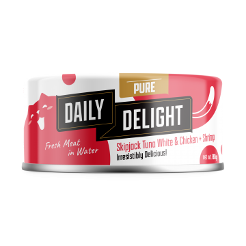 Daily Delight Pure Skipjack Tuna White & Chicken with Shrimp 80g Carton (24 Cans)