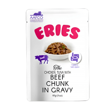 Eries Pouch in Gravy Beef Chunk 85g, QX2083, cat Food, Eries, cat Food, catsmart, Food, Food