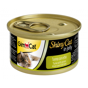 GimCat ShinyCat In Jelly Tuna with Grass 70g (24 Cans)