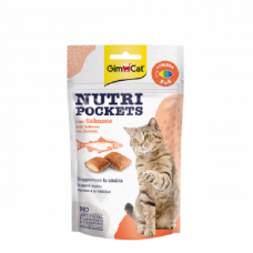 GimCat Snack Nutri Pockets WIth Salmon 60g (3 Packs), 02.400730 (64400730) 3 Packs, cat GimCat Nutri Pockets Cream Filled Snack with Duck | Beef | Salmon, GimCat , cat GimCat, catsmart, GimCat, GimCat Nutri Pockets Cream Filled Snack with Duck | Beef | Sa