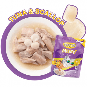 Moochie Pouch Meaty Tuna & Scallop In Jelly 70gx12