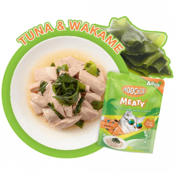 Moochie Pouch Meaty Tuna & Wakame In Gravy 70gx12