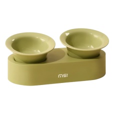 Makesure Elevated Ceramic Double Bowl Green, CS2023000647, cat Bowl / Feeding Mat, Makesure, cat Accessories, catsmart, Accessories, Bowl / Feeding Mat