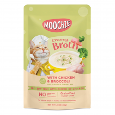 Moochie Pouch Creamy Broth Chicken & Broccoli 40g, MC-1724, cat Treats, Moochie, cat Food, catsmart, Food, Treats