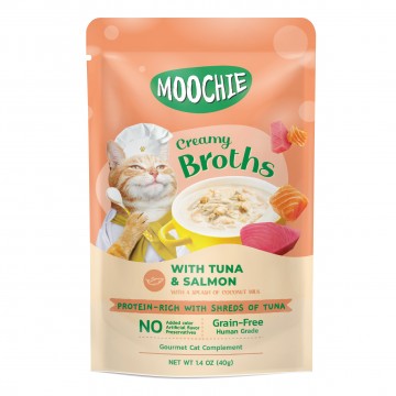 Moochie Pouch Creamy Broth Tuna & Salmon 40gx16