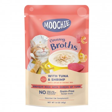 Moochie Pouch Creamy Broth Tuna & Shrimp 40gx16