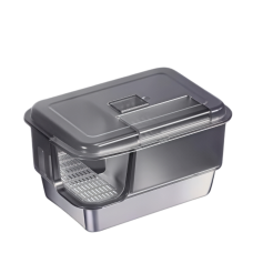 Rubeku Litter Pan Easy-Clean Stainless Steel Box Black