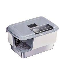 Rubeku Litter Pan Easy-Clean Stainless Steel Box Grey