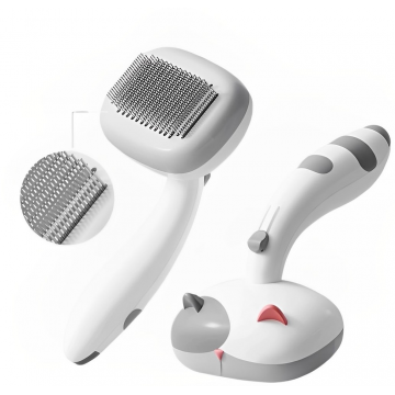 Rubeku Pet Grooming Brush Self Cleaning Massaging Comb Grey