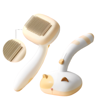 Rubeku Pet Grooming Brush Self Cleaning Massaging Comb Yellow & Orange Rubeku Pet Grooming Brush Self Cleaning Massaging Comb Yellow & Orange