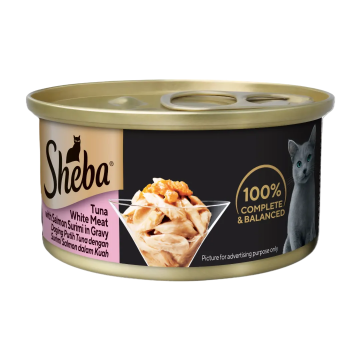 Sheba Canned Food Gravy Tuna White Meat w/Salmon Surimi 85g
