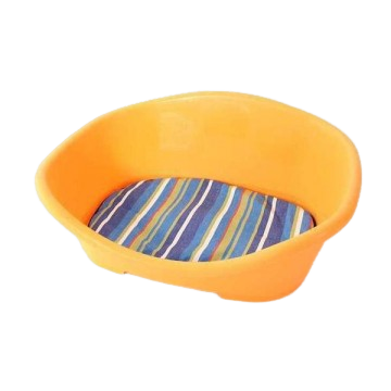Topsy Plastic Pet Bed with Cushion Yellow