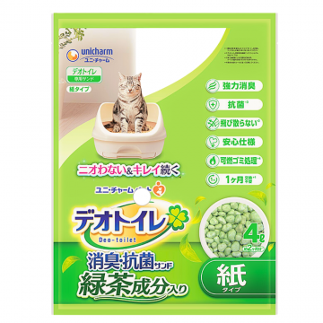 UniCharm Litter Refill Paper Pellets Green Tea Scent 4L x 3