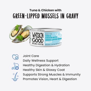 WhiskinGood Wellness Solutions Tuna & Chic w/Green-Lipped Mussels Gravy 70g