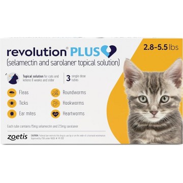 Zoetis Revolution Plus Selamectin  (2.8 - 5.5lbs) Gold Box