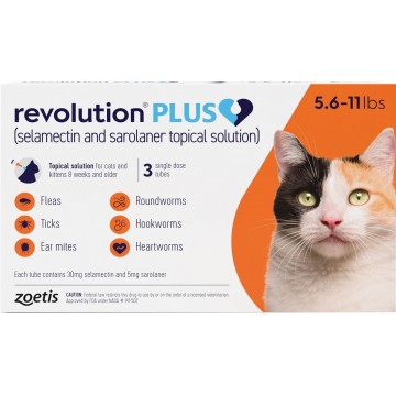 Zoetis Revolution Plus Selamectin  (5.6 - 11lbs) Orange Box