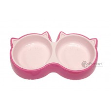 Cat Style Double Bowl Cat Face (L) Pink