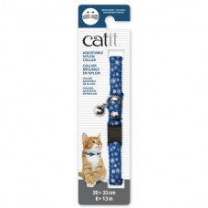 Catit Adjustable Nylon Collar with Rivets Blue with Flowers