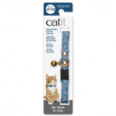 Catit Adjustable Nylon Collar with Rivets Blue with Pink Hearts