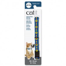 Catit Adjustable Nylon Collar with Rivets Blue with Yellow Flowers