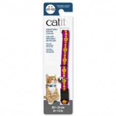 Catit Adjustable Nylon Collar with Rivets Pink with Flowers
